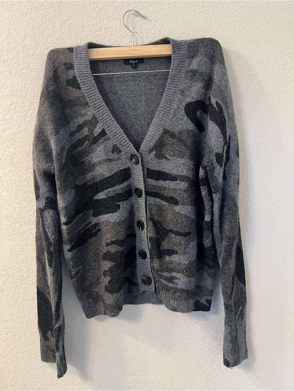 Rails Cynthia Camo cashmere blend black and gray Cardigan size S
